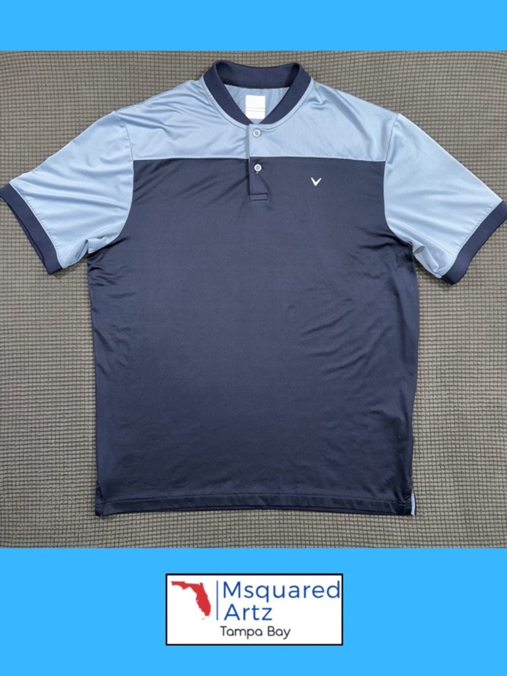 Callaway Opti Dri Golf Polo Shirt Large Blue Colorblock Performance